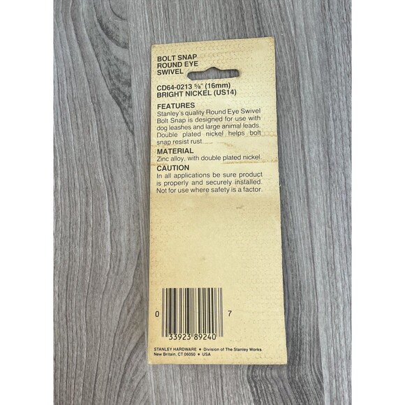 Stanley 5/8 Round Eye Swivel Bolt Snap Cd64-0213 Nos Bright Nickel - Picture 2 of 2
